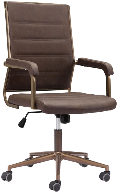 Signature Design by Ashley Corbindale Swivel Desk Chair with Brown Cushion  in Black