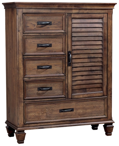 Steve Silver Milan Modern Bedroom Styling, Warm Brown Walnut Finish,  Sunburst Veneer Pattern Chest, 42 x 19 x 56