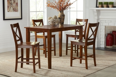 Gia Brown 5 Piece Round Counter Height Dining Room Set from New Classic |  Coleman Furniture