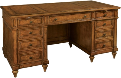 Worlds Away Petra Dark Burl Wood Waterfall Edge Desk