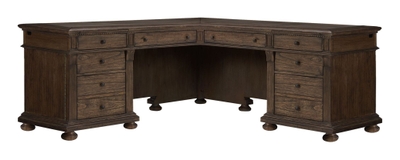 HIRSH Office Desk: Executive Desks Series, 60 in Overall Wd, 29 1/2 in, 30  in Overall Dp, Brown Top