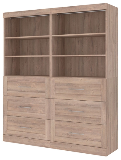 Bestar Versatile 36 Corner Engineered Wood Closet Organizer in Linen White Oak