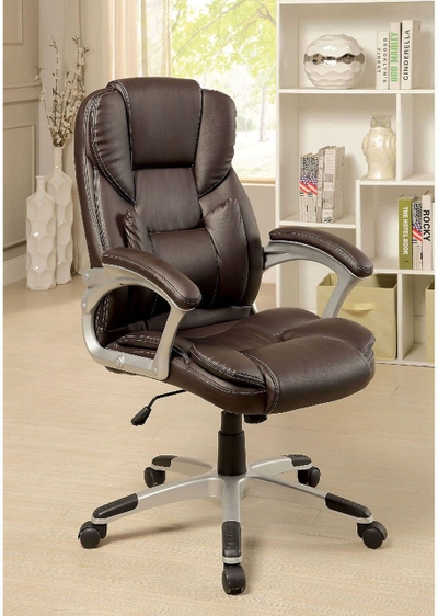 Signature Design by Ashley Corbindale Swivel Desk Chair with Brown Cushion  in Black
