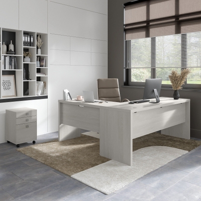 Deconovo Modern Simple Grey Office Desk 1 L-Shaped Executive Desk Office  Set