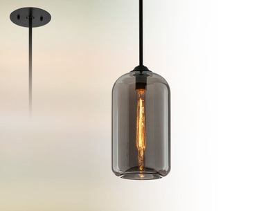 Odense Black Glass Pendant With Blub From Classic Home Coleman Furniture