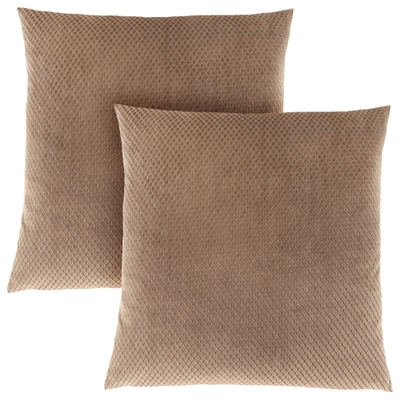 Monarch Specialties I 9297 Solid Tan 18x18 Pillow - Set of 2