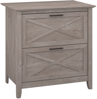 Bush Furniture Key West Tall Bathroom Storage Cabinet in Driftwood Gray