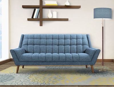 armen living winston antique blue bonded leather sofa