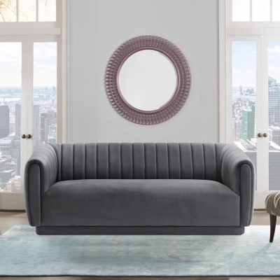 Yara Pleated Grey Furniture Sofa | Coleman Velvet TOV from
