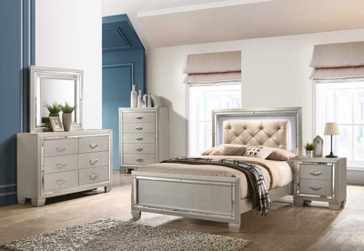 Coralayne Gray Textured Upholstered Panel Bedroom Set from Ashley  (B650-157-54-96)