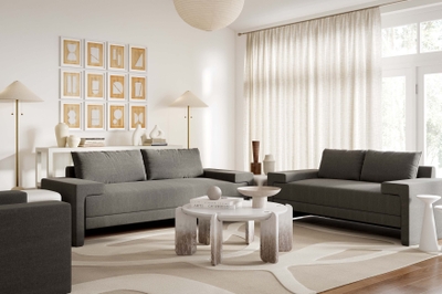 Furniture Yara Sofa TOV from Velvet Grey | Coleman Pleated