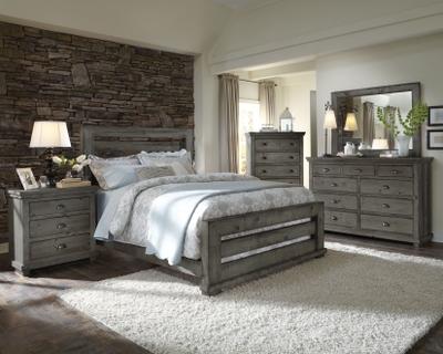Willow Weathered Gray Upholstered Bedroom Set from Progressive Furniture