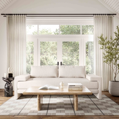 Yara Pleated Beige Sofa from TOV | Coleman Furniture Velvet