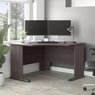 Bestar Logan 65W Computer Desk with Drawers in Medium Gray Maple