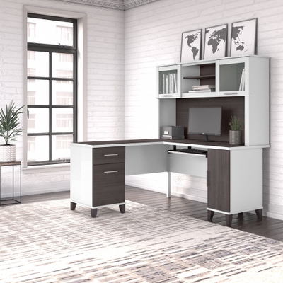 The Kanwyn Whitewash Home Office Storage Leg Desk is available at Complete  Suite Furniture, serving the Pacific Northwest.