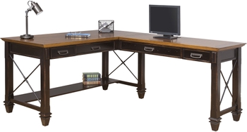 Hartford Distressed Black L Shaped Desk, Black Distressed Office Desk