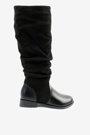 Warm-Lined Tall Boots with Knit Trim