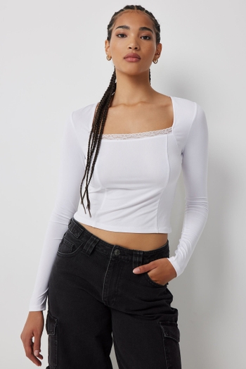 Long Sleeve Ultra Crop Bustier Top