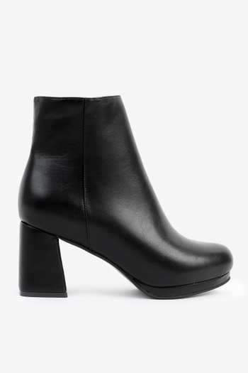 RUCHED MID BLOCK HEEL ANKLE BOOT