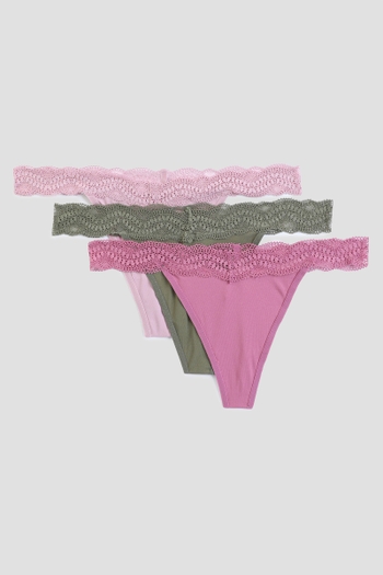 Women's Lace Thong Seamless Low Waist Sports Lingerie,Pack of 3 (Color : F,  Size : Medium) : : Clothing, Shoes & Accessories