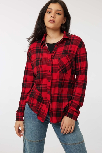 Plaid Shirt with Thermal Sleeves