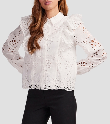 GENERICO Blusa blanca manga larga mujer 100 viscosa