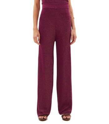 Pantalon Palazzo Rosa Satinado Tiro Alto