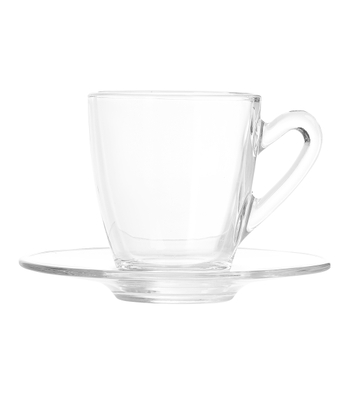 Taza de café de cristal para té de la tarde, juego de platos de taza de