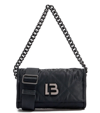 Bimba Y Lola Large Black Padded Nylon Flap Bag