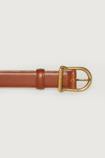 Black Lowell square buckle leather belt