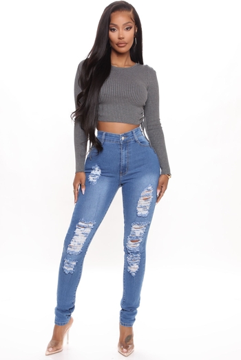 Classic High Waist Skinny Jeans - Dark Denim
