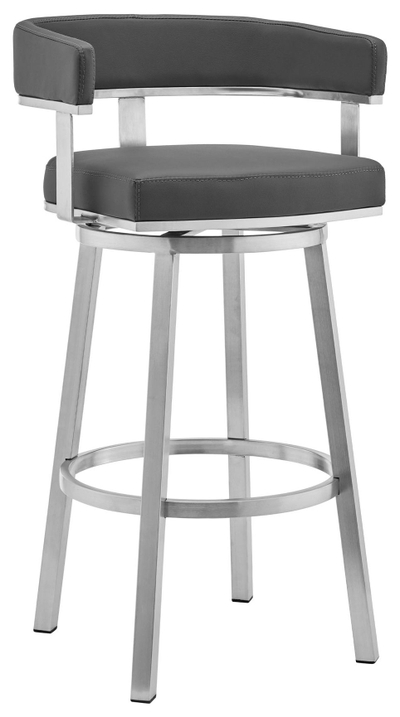 Lorin Gray Faux Leather 26 Swivel, Black And Gray Counter Stools