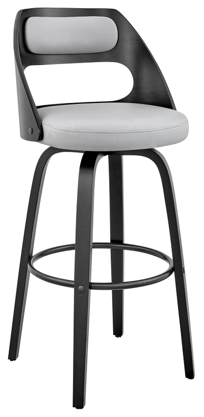 Julius Gray Faux Leather And Black Wood, Alec Faux Leather Swivel Barstool 26 Counter Height Black And Gray
