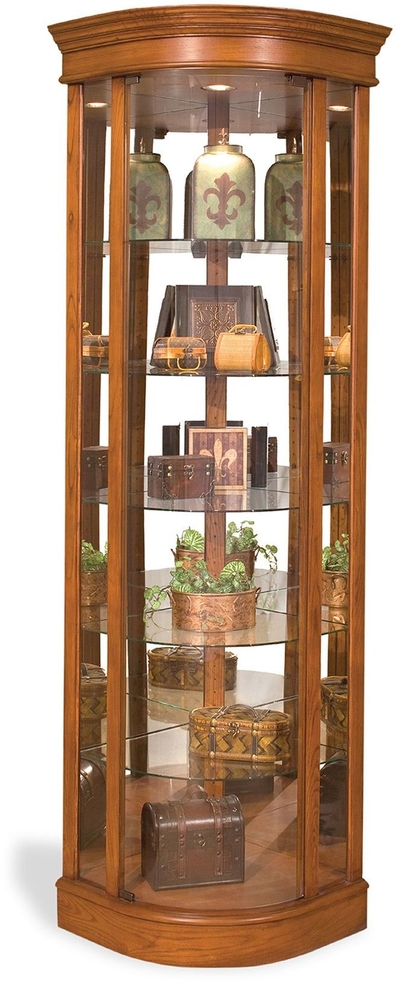 Old Oak Corner Curio Cabinet