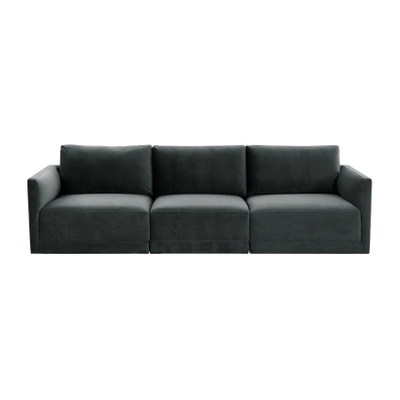 Yara Pleated Grey Velvet Sofa from TOV | Coleman Furniture